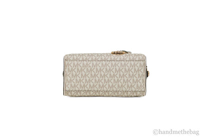 Michael Kors Travel XS Light Cream Signature PVC Duffle Crossbody Handbag
